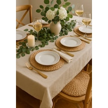 6'lı Amerikan Servis Hasır Supla Yuvarlak Bambu