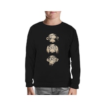 Three Monkeys Siyah Çocuk Sweatshirt Siyah