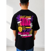 525 Oversize Sırt Baskılı Streetwear Unisex T-shirt Justkeepgoing Siyah