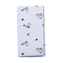 Erkek Bebek Mavi Biyeli Ayıcık Desenli Pikeli Müslin Battaniye 80x90 Çok Renkli