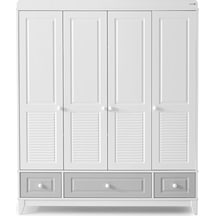 Lorena 4 Kapılı Dolap, Bebek ve Genç Odası Dolap Beyaz - Gri