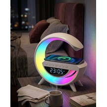 Muratech Rgb Işıklı Kablosuz Şarjlı Bluetooth Hoparlör Saat Ve Alarm Özellikli