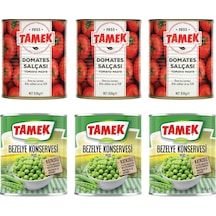 Tamek Domates Salçası 830 Gr 3'lü + Bezelye 830 Gr 3'lü Set