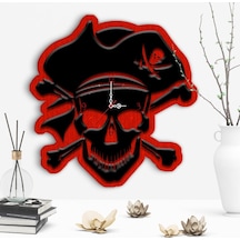 Dekoratif Korsan Tasarımlı Ahşap Duvar Saati - 2 Çok Renkli