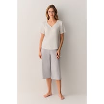 Suwen Pointella Kapri Pijama Takımı Sh26622659964 Gri Melanj