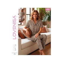 Lovenisa 11974 Kadın Milan Düğmeli Pijama Takımı Leopar
