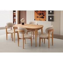 Mono Kaşıklıklı Masa, Verda Sandalye, Dışbudak, 140x80 Açık Ceviz