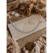 Bohem Çok Katlı Gümüş Renk Halhal Vintage Desenli Ayarlanabilir Bileklik Çok Renkli