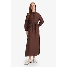 Defacto Relax Fit Hakim Yaka Uzun Kollu Elbise F5068ax25aubn334 Kahve