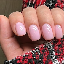 Düz Kısa Takma Tırnak Seti 24 Adet - Pembe