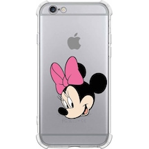 Apple Uyumlu iPhone 6  Köşe Korumalı Antişok Minnie Mouse Tasarımlı Şeffaf Kılıf