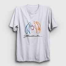 Presmono Unisex Logo Beatles John Lennon T-shirt Beyaz