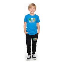 Fyk Kids Erkek Çocuk Mevsimlik Nyc Broklyn Baskılı Alt-üst Takım Mavi