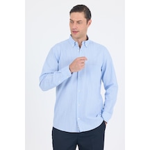 İmza Koyu Mavi Uzun Kol Smart Düğmeli Yaka Cepli Comfort Fit %100 Pamuk Gömlek 1004250236 Koyu Mavi