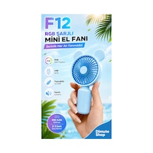F12 Mini El Fanı Şarjlı Taşınabilir Usb El Vantilatörü Mavi - 886035522