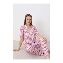 Elitol Bamboo Örme Kadın Düğmeli Pijama Takımı Desenli-13