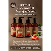 "4'lü Çilek Aromalı Masaj Yağı Seti 120 Ml Aromaterapi Vücut Yağı" - 269047789