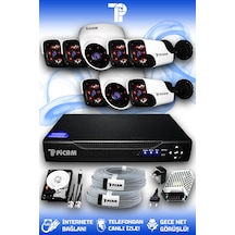 Picam 8 Kameralı Panda 2 İç Kamera Set 500 GB HDD Full HD Gece Görüşlü Güvenlik Kamerası Sistemi