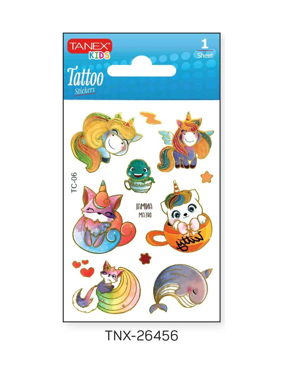 Tanex 7,5x10,5mm Neşeli Mini Tatoo Etiket Tnx-26456