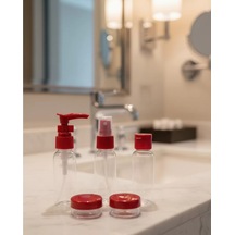 5 Li Seyahat Boy Kozmetik Şişe Seti 30 Ml Çantalı Organizer Çok Renkli