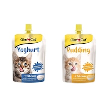 Gimcat Yoghurt Calcium Pouch 150 G + Pudding Calcium Pouch Yetişkin Kedi Pudingi 150 G
