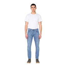 Ersefa Erkek Slim Fit Yırtık Detaylı Denim Pantolon Açık Fonksiyonel Day Açık Mavi