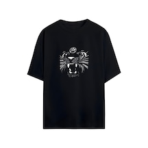 Noıssey Kedi Tasarımlı Unisex Oversize T-shirt Siyah
