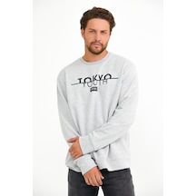 Erkek Bisiklet Yaka Regular Fit Tokyo Basklı Sweatshirt Spr22sw1 001