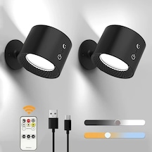 Fochsia Siyah 360 Derece Dönen Manyetik Duvar Lambası Uzaktan Kumanda Dokunmatik Aydınlatma Siyah