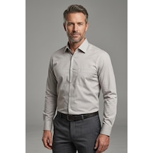 Torivalli Collection Klasik Kesim Regular Fit Tek Cepli Kolay Ütülenebilen Mevsimlik Uzun Kollu Düz Renk Erkek Gömlek Bej