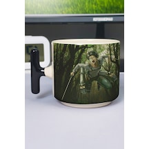 Levi Ackerman Anime Baskılı Seramik Lüks Kupa 1 Adet T Şeklinde Özel Siyah Kulp Dalga Kulp V2t Çok Renkli