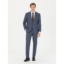Cacharel Lacivert Slim Fit Mikro Desenli Kırlangıç Yaka Takım Elbise
