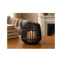 Modern Kafes Tasarımlı Dekoratif Tealight Mumluk - Siyah Diğer