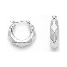 Oya Silver Çok Yüzeyli Cilalı Gümüş Kadın Halka Küpe 2x2 Cm Oyshk023