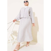 Lovie Moda Kadın Birit Düğmeli Takım Gri