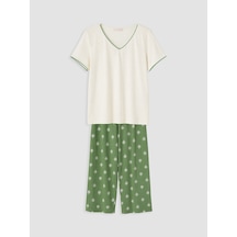 Lcw Dream Yeşil V Yaka Kadın Kaprili Pijama Takımı