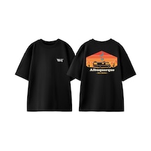 Thewert Albuquerque Breaking Bad Tasarım Sırt Baskılı Pamuk Siyah Oversize T-shirt