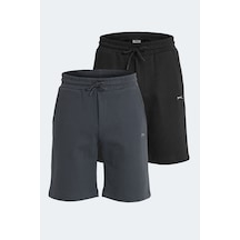 Slazenger Velvela 2 Li Set Erkek Şort Siyah - Koyu Gri