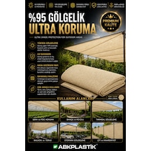 300 X 600 Tüm Ölçüler Montaja Hazır %95 Krem Gölgelik - Çit Filesi - Şerit Kolon Fitil + Kuş Gözü Balkon Tülü