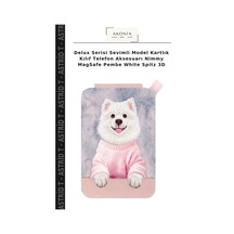 Delux Serisi Sevimli Model Kartlık Kılıf Telefon Aksesuarı Nimmy Magsafe Pembe White Spitz 3d