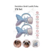 2'li Set Simli Deniz Kızı Kuyruğu İstiridye Figürlü Çocuk Lastik Toka Farklı Renk Seçenekli F