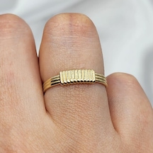 Halat Sarması Eşsiz Tasarım 14 Ayar Altın Yüzük-sarı