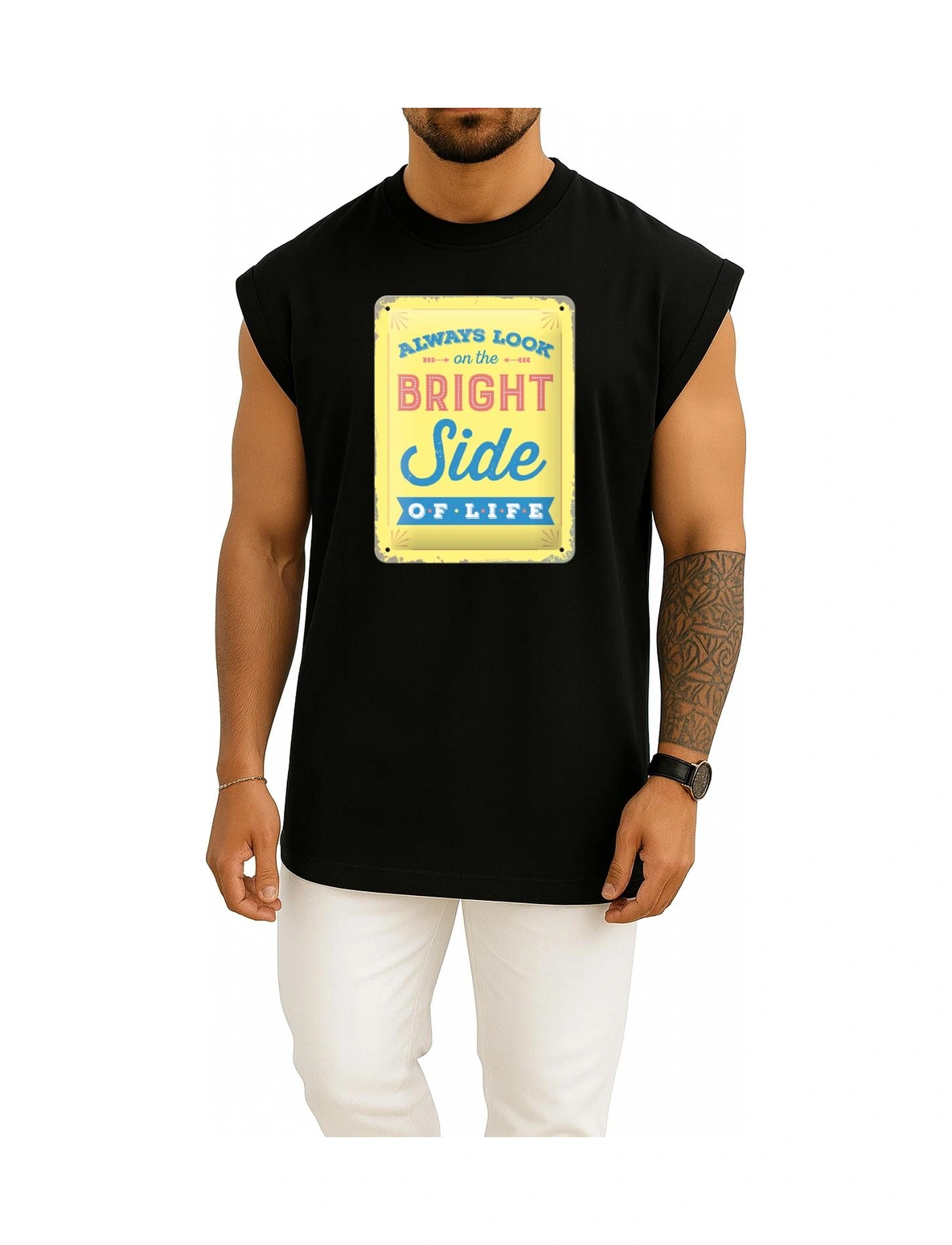 Bahriyeli Collection Oversize Always Look On The Bright Side Of Life Metal Monty Göğüs Tasarımlı Atlet Siyah Bahriyeli Collection Oversize Always Look On The Bright Side Of Life Metal Monty Göğüs Tasarımlı Atlet Siyah