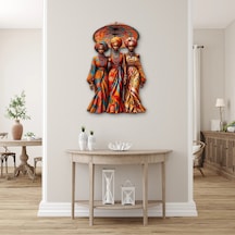 Şemsiye Altında Üç Afrikalı Kadın - Metal Tablo - Dec0272 62 X 95 Cm Çok Renkli