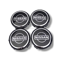 Nissan Uyumlu 56 Mm Siyah Geçmeli Jant Göbeği Kapak Seti, 4 Adet Krom Görünümlü