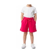 Toontoy Kids Toontoy Kız Çocuk Beli Bağlamalı Çiçek Nakışlı Şort 25032 Koyu Fuşya