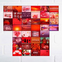 Pinterest Aesthetic Kırmızı Duvar Posteri Kolaj 40 Adet 10x15 Cm