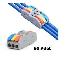 Hızlı Kablo Ekleme Birleştirme Aparatı - Üçlü Klemens - 50 Adet