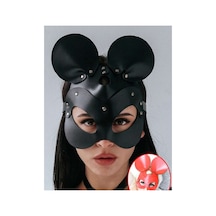 Metal Detaylı Deri Maske