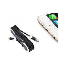 Apple Uyumlu iPhone Örgü Şeklinde Renkli Çelik Şarj Data Kablosu - Siyah Çok Renkli